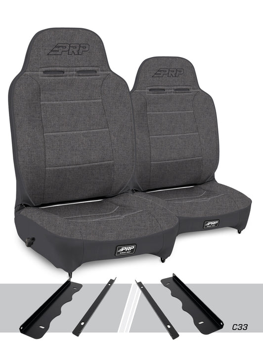 PRP Enduro High Back Reclining Suspension Seat Kit | Pair with Mounts | Jeep Cherokee XJ (1995-2001) | P/N A130110-C33-50