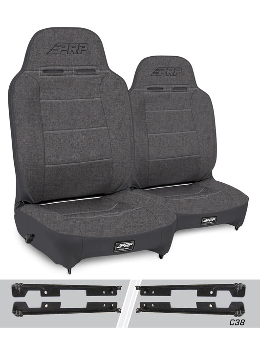 PRP Enduro High Back Reclining Suspension Seat Kit | Pair with Mounts | Jeep Wrangler JK/JKU (2007-2018) | P/N A130110-C38-50