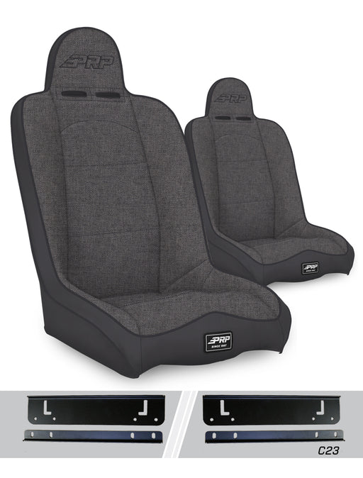 PRP Daily Driver High Back Suspension Seat Kit | Pair with Mounts | Jeep Wrangler TJ (1997-2002) | P/N A140110-C23-50