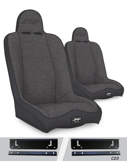PRP Daily Driver High Back Suspension Seat Kit | Pair with Mounts | Jeep Wrangler TJ (1997-2002) | P/N A140110-C23-50