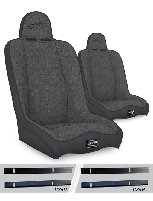 PRP Daily Driver High Back Suspension Seat Kit | Pair with Mounts | Jeep Wrangler TJ (2003-2006) | P/N A140110-C24-50