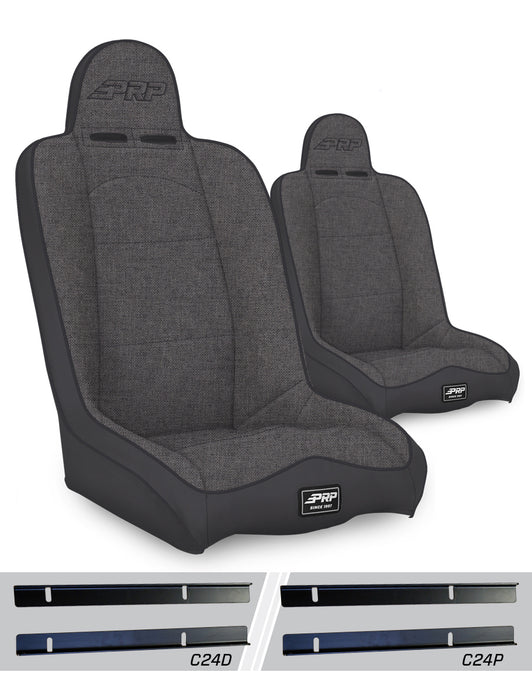 PRP Daily Driver High Back Suspension Seat Kit | Pair with Mounts | Jeep Wrangler TJ (2003-2006) | P/N A140110-C24-50