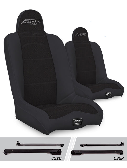PRP Daily Driver High Back Suspension Seat Kit | Pair with Mounts | Jeep CJ7/Wrangler YJ (1976-1995) | P/N A140110-C32-50, view 2