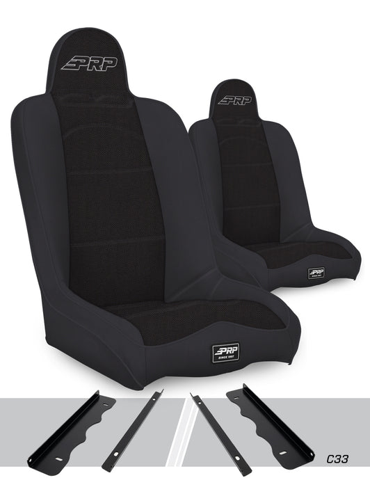 Daily Driver High Back Suspension Seats Kit for 95-01 Jeep Cherokee XJ (Pair), Black
