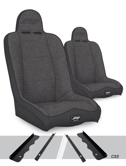 PRP Daily Driver High Back Suspension Seat Kit | Pair with Mounts | Jeep Cherokee XJ (1995-2001) | P/N A140110-C33-50