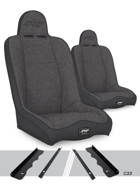 Daily Driver High Back Suspension Seats Kit for 95-01 Jeep Cherokee XJ (Pair), Grey