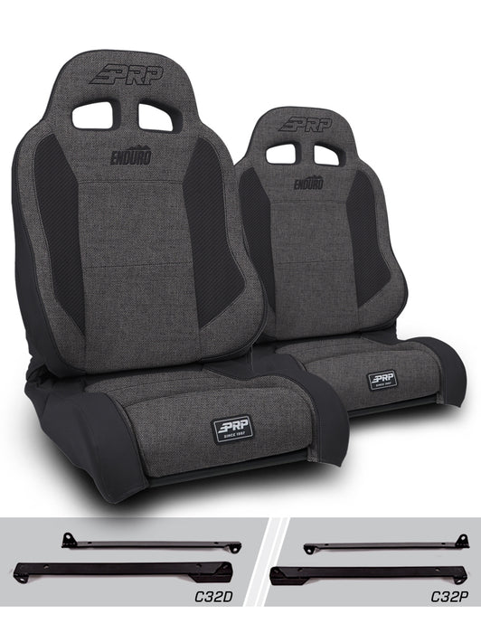 PRP Enduro Elite Trek Edition Suspension Seat Kit | Pair with Mounts | Jeep CJ7/Wrangler YJ (1976-1995) | P/N A89010-C32-50