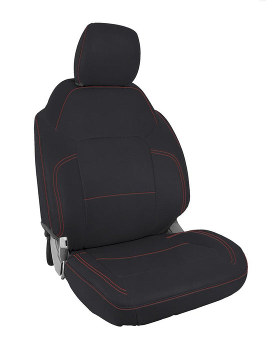 Front Seat Covers for 2021+ Ford Bronco, 4 Door - Black with Red Stitching