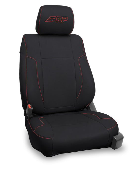 Front Seat Covers for 2012-14 Ford Raptor (Pair) - Black with Red Stitch
