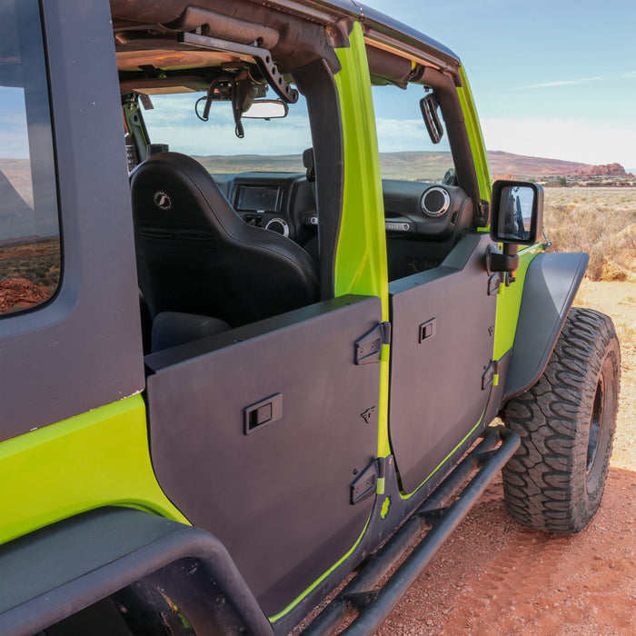 Combat Off Road Full Metal Jacket Aluminum Half Doors - Black - Rear Pair | Jeep Wrangler JK/JKU (07-18) | P/N 15-1039