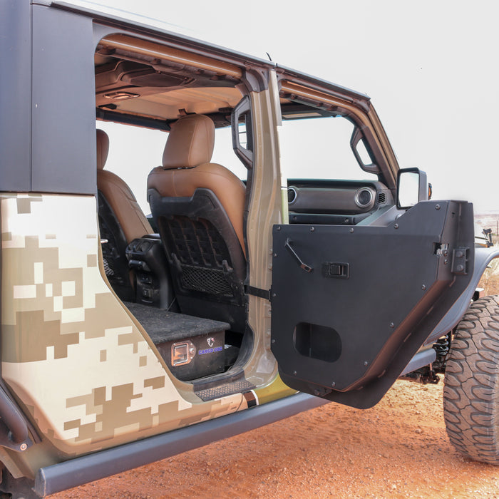 Combat Off Road Full Metal Jacket Aluminum Half Doors - Raw - Rear Pair | Jeep Gladiator JT (20-26) | P/N 35-1139