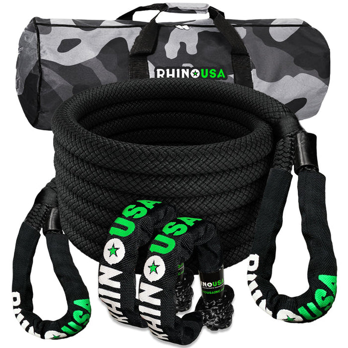 RHINO USA 7/8" X 30' KINETIC ROPE RECOVERY KIT W/SOFT SHACKLES (BLACK)