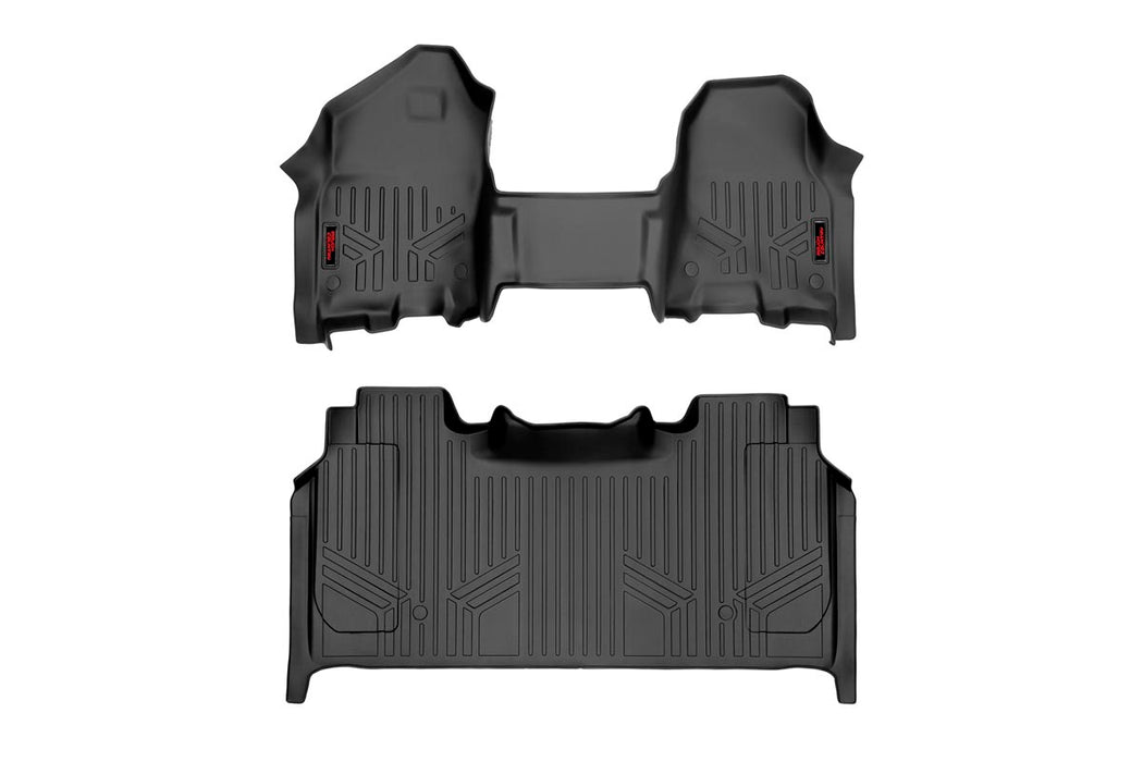 Heavy Duty Floor Mats Front/Rear-19-20 RAM 1500 Crew Cab Half Console w/Rear Under Seat Storage Rough Country