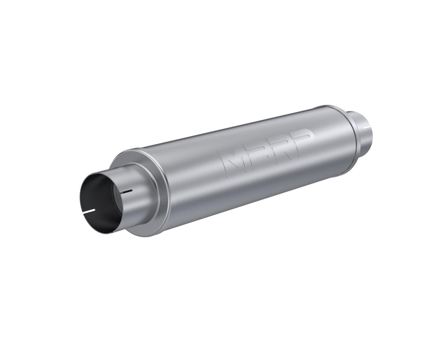 T409 Stainless Steel, Muffler 4" Inlet/Outlet; 24" body; 6" diameter; 30" overall, Quiet Tone