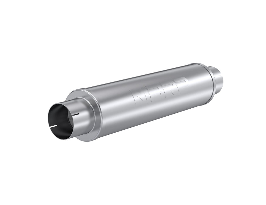 T304 Stainless Steel, Muffler, 4" Inlet/Outlet; 24" body; 6" diameter; 30" overall, Quiet Tone