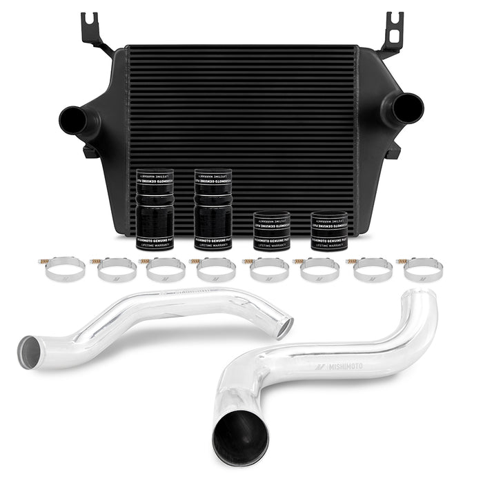 Mishimoto MMINT-F2D-99KBKP Ford 7.3L Powerstroke Intercooler Kit, 1999-2003 Black Cooler, Polished Pipes