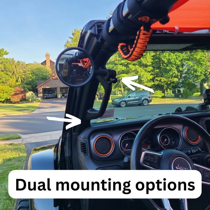 JL/JLU A-Pillar Side Jeep Mirrors with Base Mount Driver AND Passenger