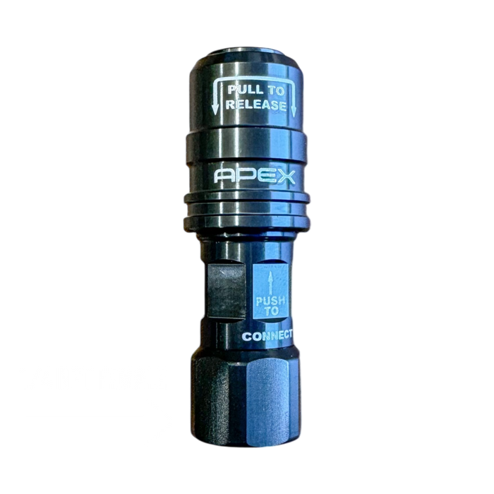 APEX Designs High Flow Push On Chuck - 1/4NPT Female (Dual Flow) | P/N X02-12-007