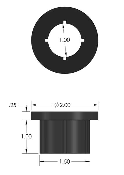 Single Poly Bushing 2 5/8 Inch Wide With 5/8 Inch Bolt Hole