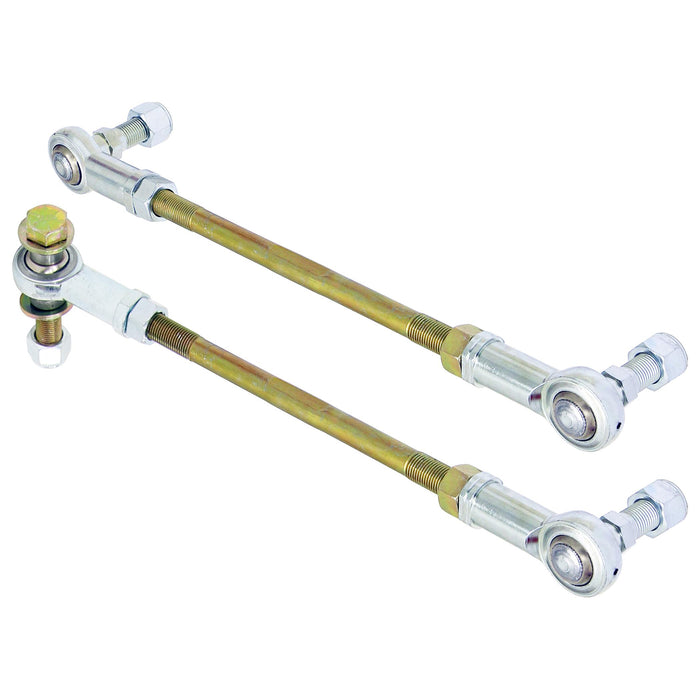 RockJock Adjustable Sway Bar End Link Kit for JL/JT Front (8 1/2 in. Long Rods w/ heim joints and Jam Nuts, pair)