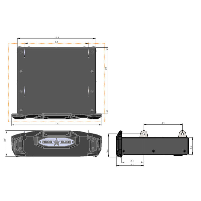 R-STEP 9 Inch Wide Step with Universal Brackets To Mount On Flat Surface Rock Slide Engineering