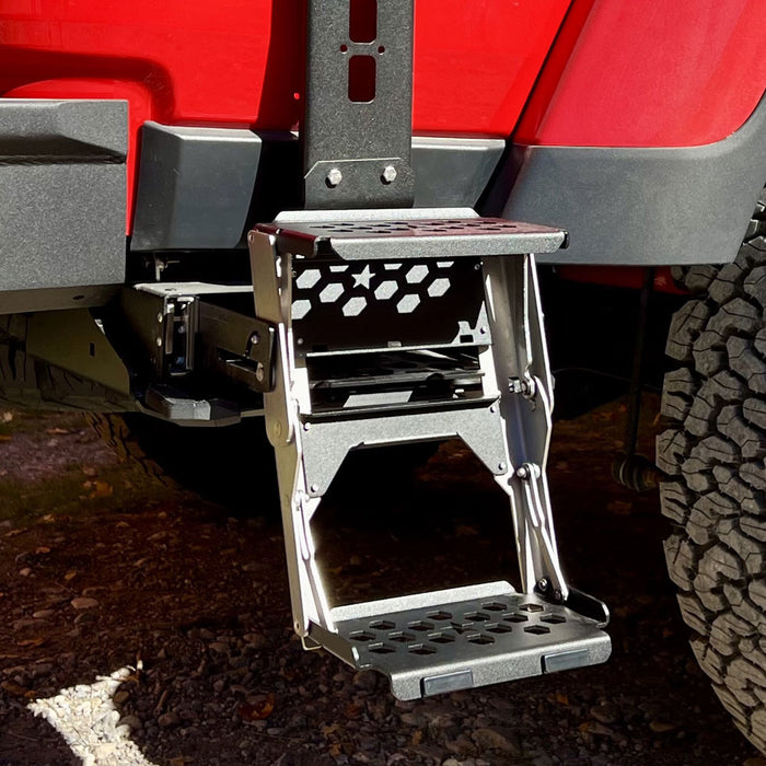 R-STEP 9 Inch Wide For 2020-2023 Jeep Gladiator Bed Step Attachment Brackets Passenger Side Behind Rear GAS MOTOR Tire Rock Slide Engineering