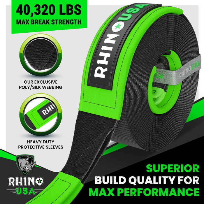 RHINO USA RECOVERY TOW STRAP 4INX30FT (BLACK)