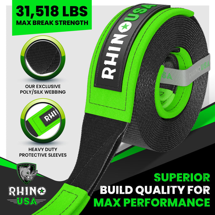 RHINO USA RECOVERY TOW STRAP 3INX20FT (BLACK)