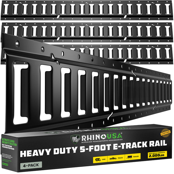 5FT E-TRACK TIE-DOWN RAILS, BLACK (4 PACK)