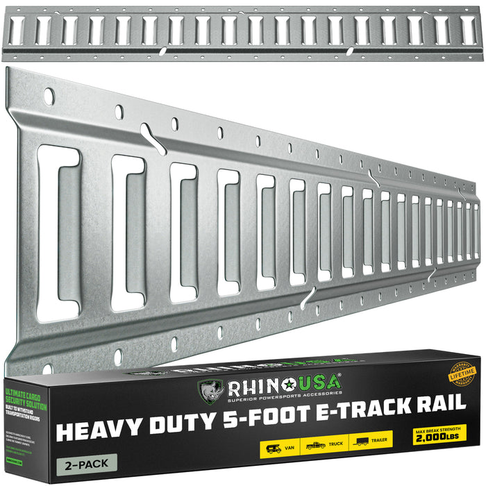 5FT E-TRACK TIE-DOWN RAILS, SILVER (2 PACK)