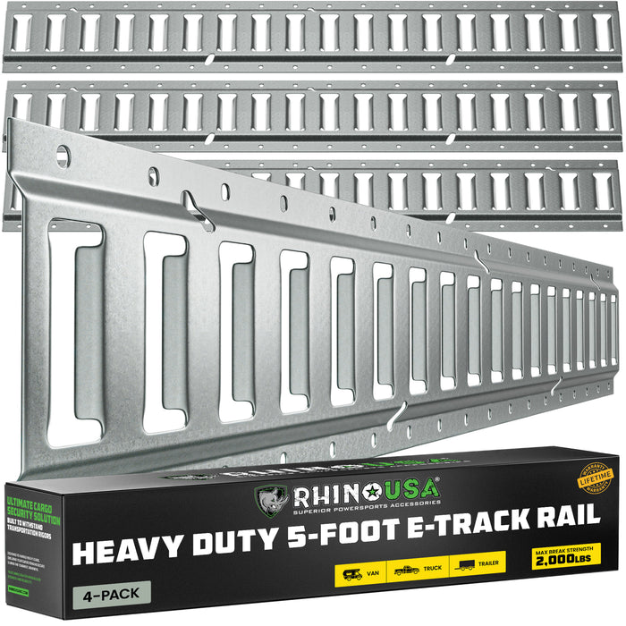 5FT E-TRACK TIE-DOWN RAILS, SILVER (4 PACK)