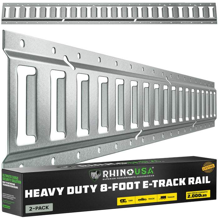 8FT E-TRACK TIE-DOWN RAILS, SILVER (2 PACK)