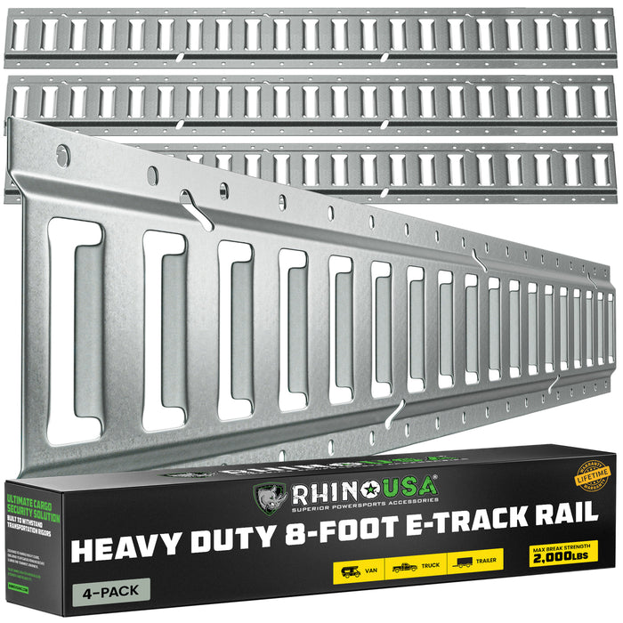 8FT E-TRACK TIE-DOWN RAILS, SILVER (4 PACK)