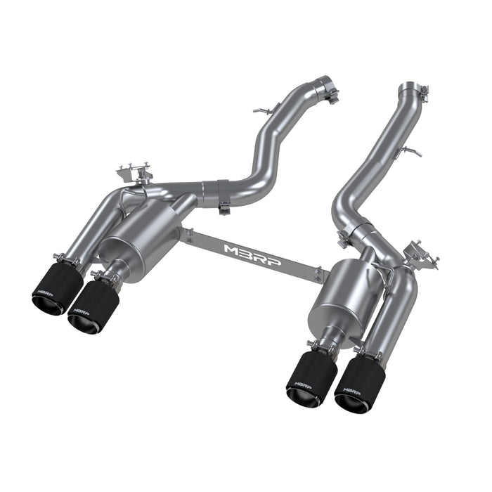 MBRP T304 Stainless Steel, 3" Resonator-Back, Dual Rear, Quad Outlet with Carbon Fiber Tips, Active, M2 Competition 3.0L