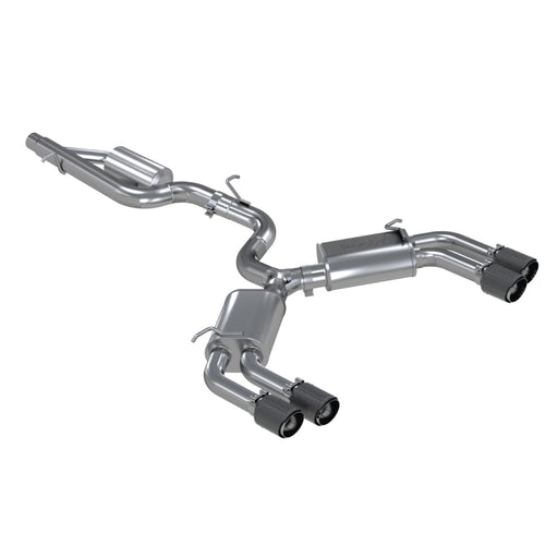 MBRP T304 Stainless Steel 3" Cat Back Quad Split Rear Exit with Carbon Fiber Tips, S3