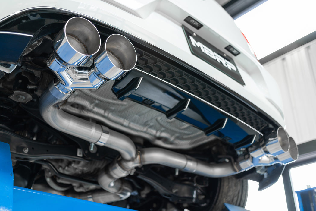 MBRP T304 Stainless Steel, 3" Cat Back, 2.5" Quad Split Rear, Golf R MK7/MK7.5, view 5