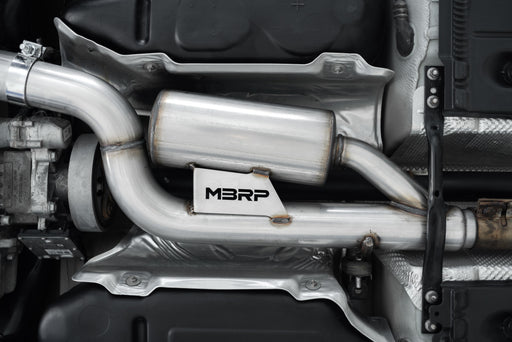 MBRP T304 Stainless Steel, 3" Cat Back, 2.5" Quad Split Rear, with Carbon Fiber Tips, Golf R MK7/MK7.5, view 2