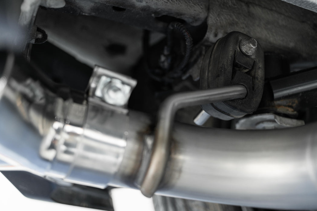 MBRP T304 Stainless Steel, 3" Cat Back, 2.5" Quad Split Rear, Golf R MK7/MK7.5, view 3