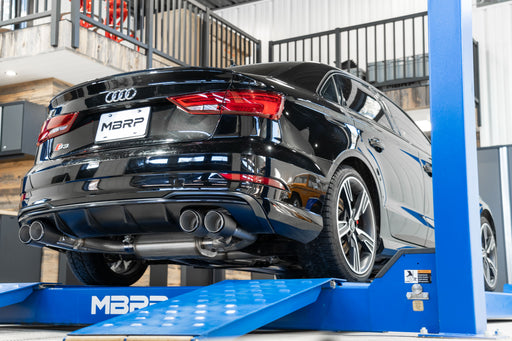 MBRP T304 Stainless Steel, 3" Cat Back, 2.5" Quad Split Rear Exit, with Carbon Fiber Tips, Active Exhaust, S3, view 2
