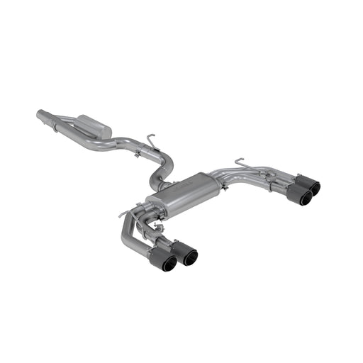 MBRP T304 Stainless Steel, 3" Cat Back, 2.5" Quad Split Rear Exit, with Carbon Fiber Tips, Active Exhaust, S3