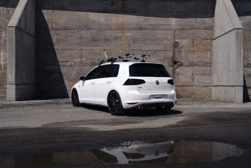 MBRP T304 Stainless Steel, 3" Cat Back, 2.5" Dual Split Rear Exit, with Carbon Fiber Tips, Golf GTI MK7/MK7.5, view 2