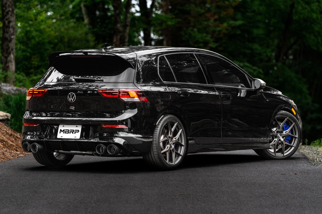 MBRP T304 Stainless Steel, 3" Cat-Back, Quad Split Rear with Carbon Fiber Tips, Valve Delete, Golf R MK8, view 3