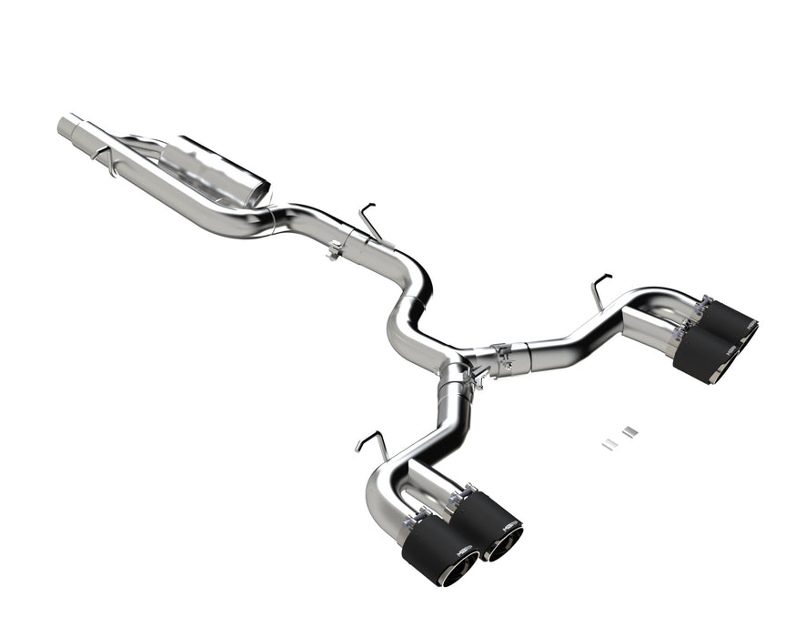 MBRP T304 Stainless Steel, 3" Cat-Back, Quad Split Rear with Carbon Fiber Tips, Valve Delete, Golf R MK8