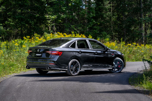 MBRP T304 Stainless Steel, 3" Cat-Back, 2.5" Dual Split Rear with CF Tips, Jetta GLI 2.0 TSI, view 2