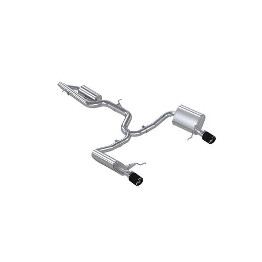 MBRP T304 Stainless Steel 3" Cat-Back, 2.5" Dual Split Rear, Factory Through Bumper, with Carbon, Golf Sportwagen/ Alltrack 1.8T
