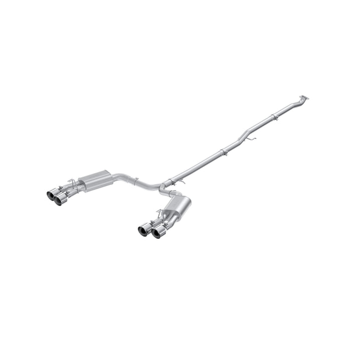 Aluminized Steel 2.5" Cat-Back, Dual Split Rear, Quad Oulet, Street Profile