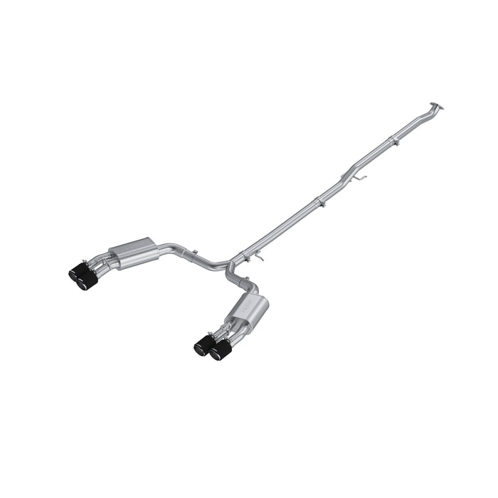 T304 Stainless Steel 2.5" Cat-Back Dual Split Rear Exit with Quad Carbon Fiber Tips, Street
