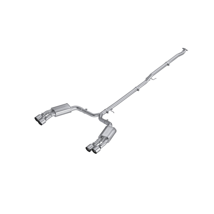 Aluminized Steel 2.5" Cat-Back Dual Split Rear Exit with Quad Tips, Street
