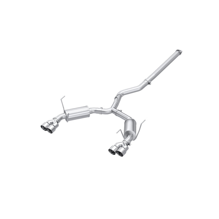 T304 Stainless Steel, 3" Cat-Back, Dual Split Rear, Quad Tips, Street Profile