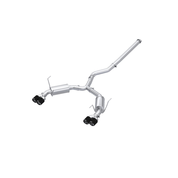 T304 Stainless Steel, 3" Cat-Back, Dual Split Rear, Quad CF Tips, Street Profile